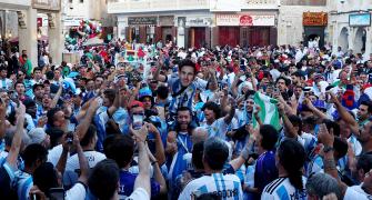 PIX: Argentina-Mexico fans gear up for intense battle