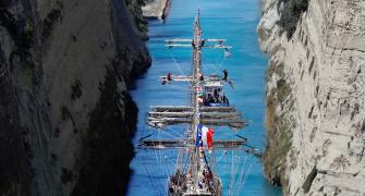 Olympic Flame Sails For France From Greece