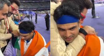 Abhishek Bachchan Hugs Neeraj Chopra