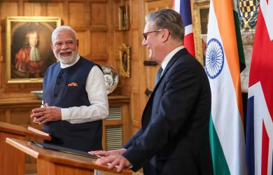 What cricket term Modi used to describe India-UK ties?