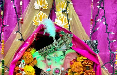 Lights, Flowers For Lord Ganesha