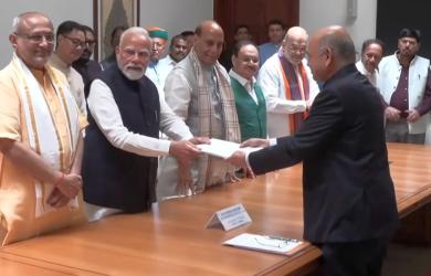 VP poll: Flanked by Modi, NDA candidate files nomination