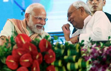 Won't go anywhere from NDA: Nitish assures Modi at Bihar rally