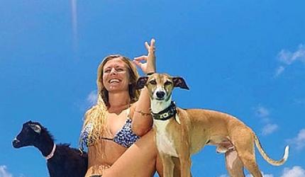 This yogini does yoga with a goat!