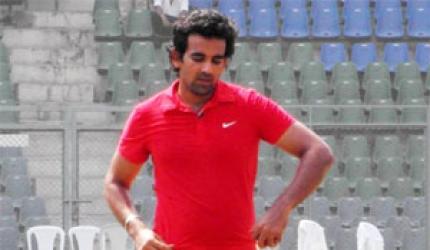 Zaheer trains hard during RCB nets session at NCA