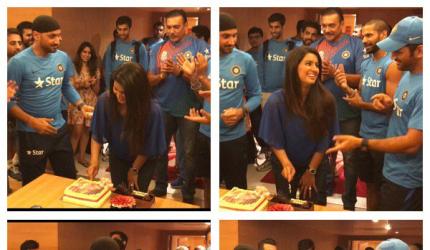 PHOTOS: Harbhajan's wife Geeta Basra celebrates birthday with Indian team