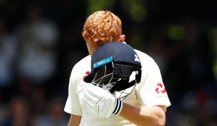 Bairstow celebrates Ashes ton with helmet head-butt