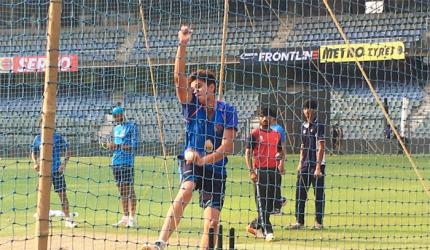 Arjun Tendulkar bowls at nets to Kohli & Co