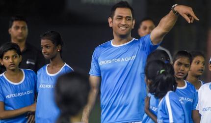 PIX: Dhoni takes to the football field
