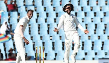 PHOTOS: India strike late to peg back South Africa on Day 1