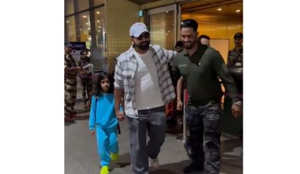 PIX: Rohit returns to India with fam, and a new ride!