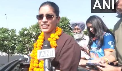 Dhol beats, sweets mark Amanjot and Harleen's return