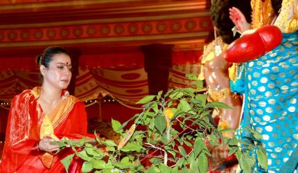 Kajol Celebrates Durga Pooja With Nysa, Yug