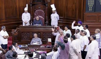 Congress protests in RS over 'abduction' of Gujarat MLA