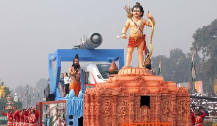 Ram Lalla statue with Brahmos on UP's R-Day tableau