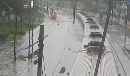 Torrential rains bring Mumbai local trains to a halt, commuters stranded