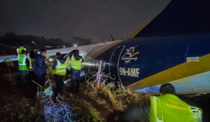 Flight skids off runway during landing at Nepal airport