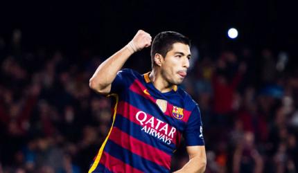 La Liga: Suarez makes history as Barca thrash Gijon