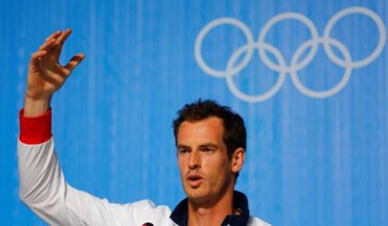 Proud Andy Murray working on flag-bearing technique