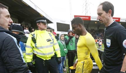 Villa's Richards gets in heated argument with fans