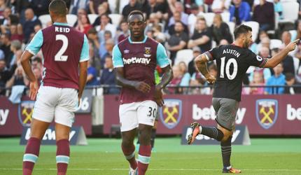 EPL: Southampton's Austin roars on at spluttering Hammers