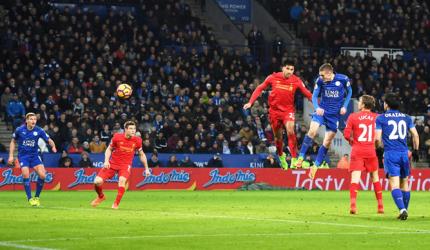 EPL: Vardy nets brace as Leicester stun Liverpool