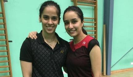 Saina teaches Shraddha badminton!