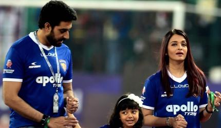 PHOTOS: Aishwarya, Aaradhya cheer for Abhishek's football team