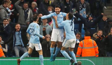 League Cup PIX: City get advantage after Aguero heads last-gasp winner