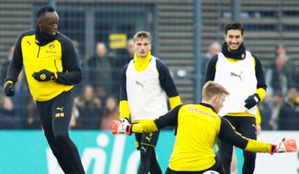 PHOTOS: Sprint king Bolt on target in Borussia Dortmund training