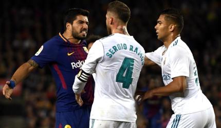 PHOTOS: Real's Bale denies 10-man Barca win in feisty Clasico