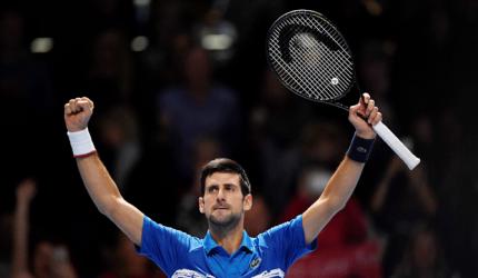 ATP Finals PIX: Federer stunned; Djokovic wins opener