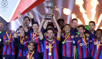 PIX: Barcelona rout Real Madrid to win Super Cup