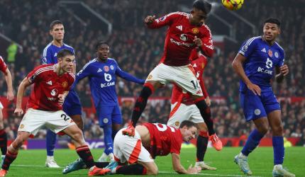 EPL PIX: United thrash Leicester; Ipswich stun Spurs 