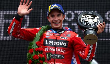 Marquez makes it 68 wins as brother Alex crashes out