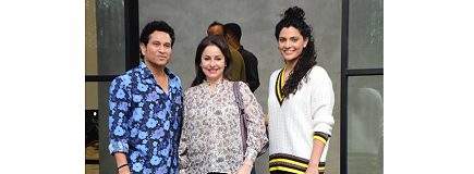 PIC: Tendulkar with Sayami at 'Ghoomer' screening