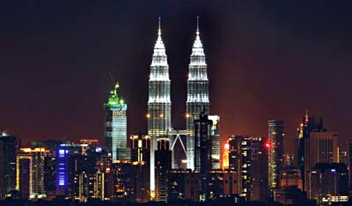 The Petronas Twin Towers in Kuala Lumpur.