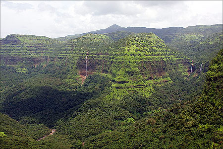 View from Varandha Pass which crosses the Sahyadris in Pune, Maharashtra.