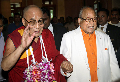 Captain C P Krishnan Nair with Dalai Lama.
