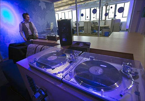The music room is seen at the new Google office in Toronto.