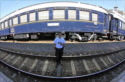 A security guard stands in front of the Orient Express at the main railway station in Bucharest September 3, 2012.