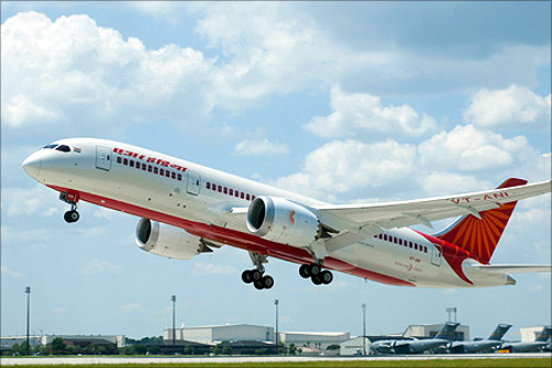 An Air India flight takes off