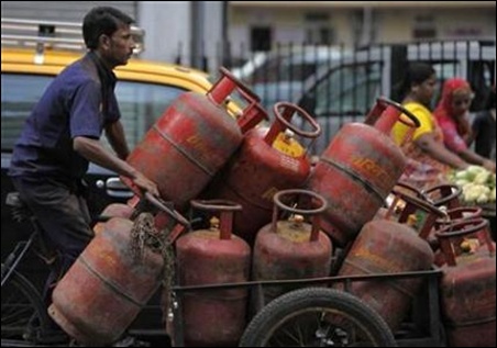 An LPG cylinder now costs Rs 883