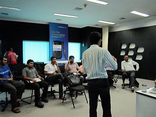 A presentation at the Startup Village office.