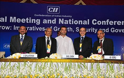 Rahul Gandhi at the CII meet.