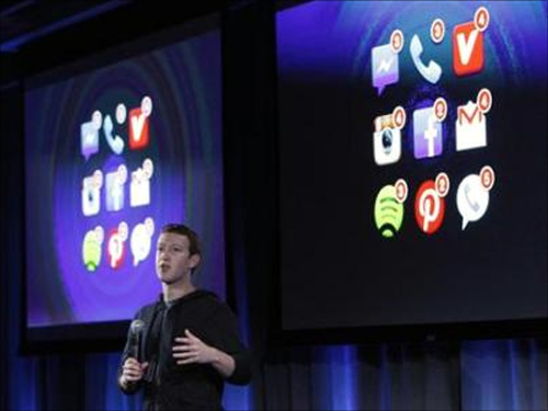 Mark Zuckerberg, Facebook's co-founder and chief executive speaks during a Facebook press event in Menlo Park, California.