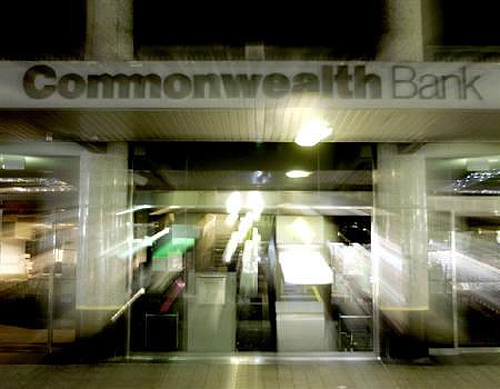 A Commonwealth Bank of Australia branch is seen in this time exposure shot in Sydney.