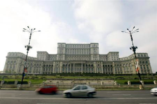 View of the Casa Poporului or House of the People, now the Parliament Palace, in downtown Bucharest.