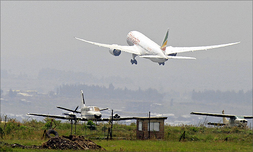 An Ethiopian Airlines' 787 Dreamliner takes-off from the Bole International Airport in Ethiopia's capital Addis Ababa.