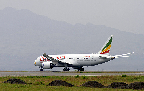 An Ethiopian Airlines' 787 Dreamliner departs from the Bole International Airport in Ethiopia's capital Addis Ababa.